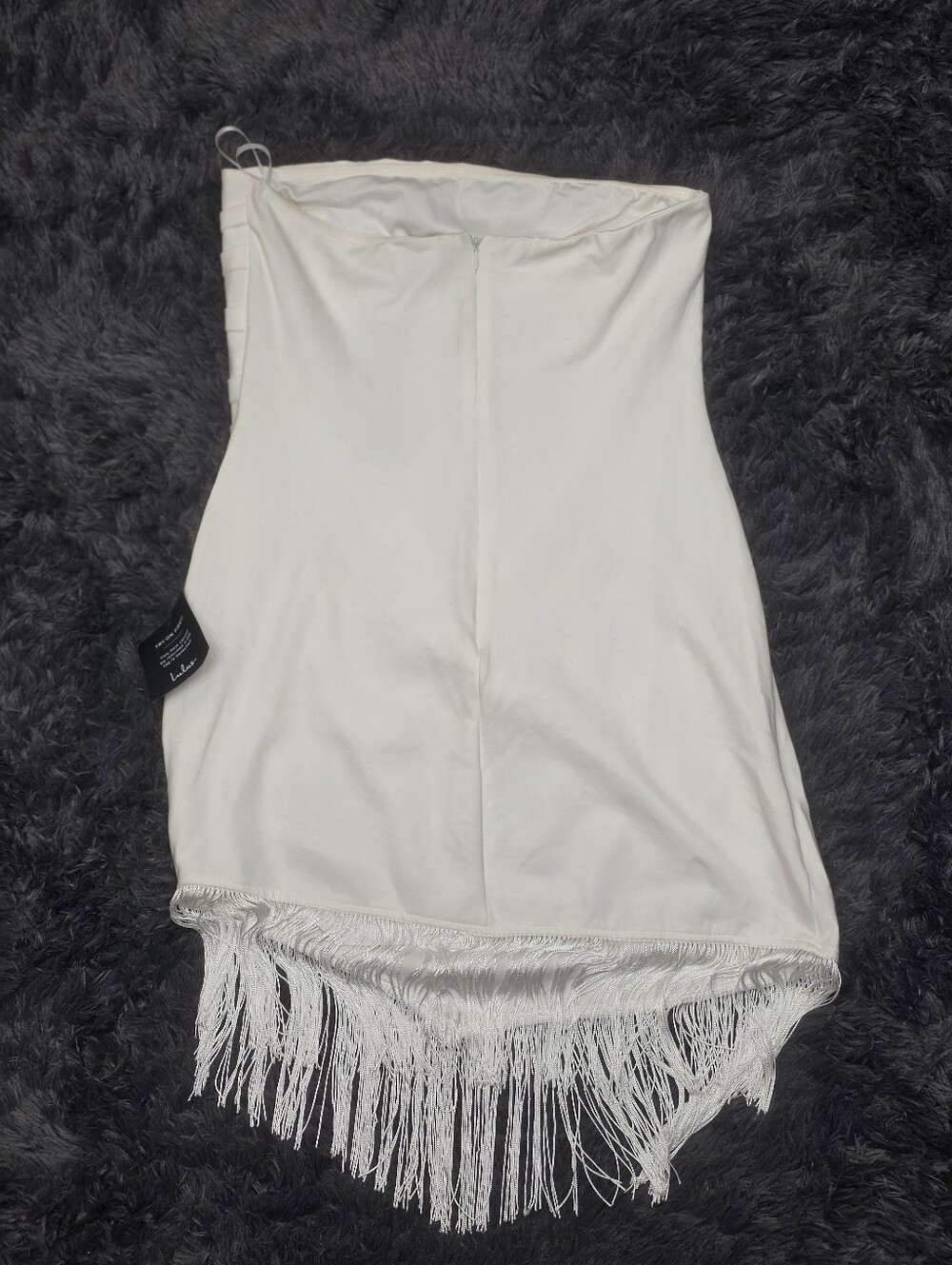 Lulus Strapless White Fringe Mini Dress. Size L. NWT - Picture 8 of 8